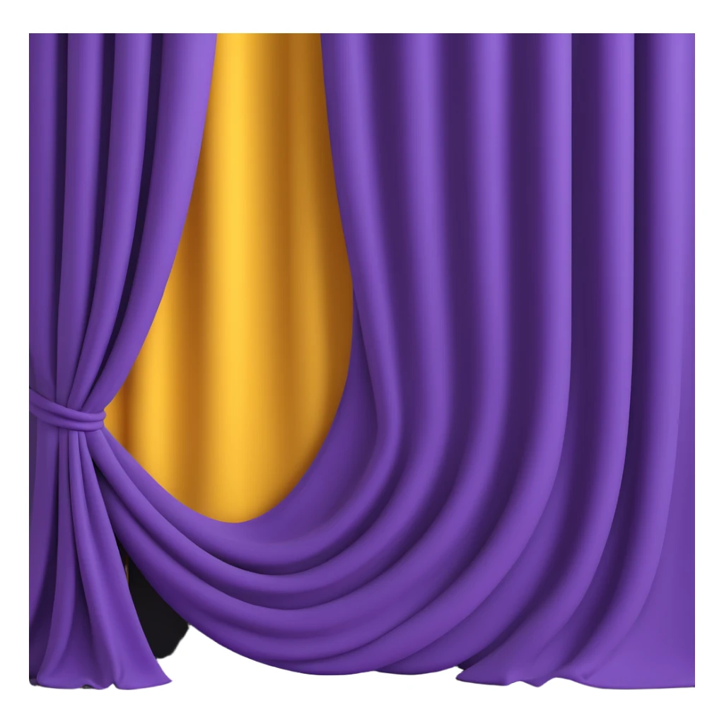 A purple curtain hanging down, made of soft fabric, slightly wrinkled or flowing sticker