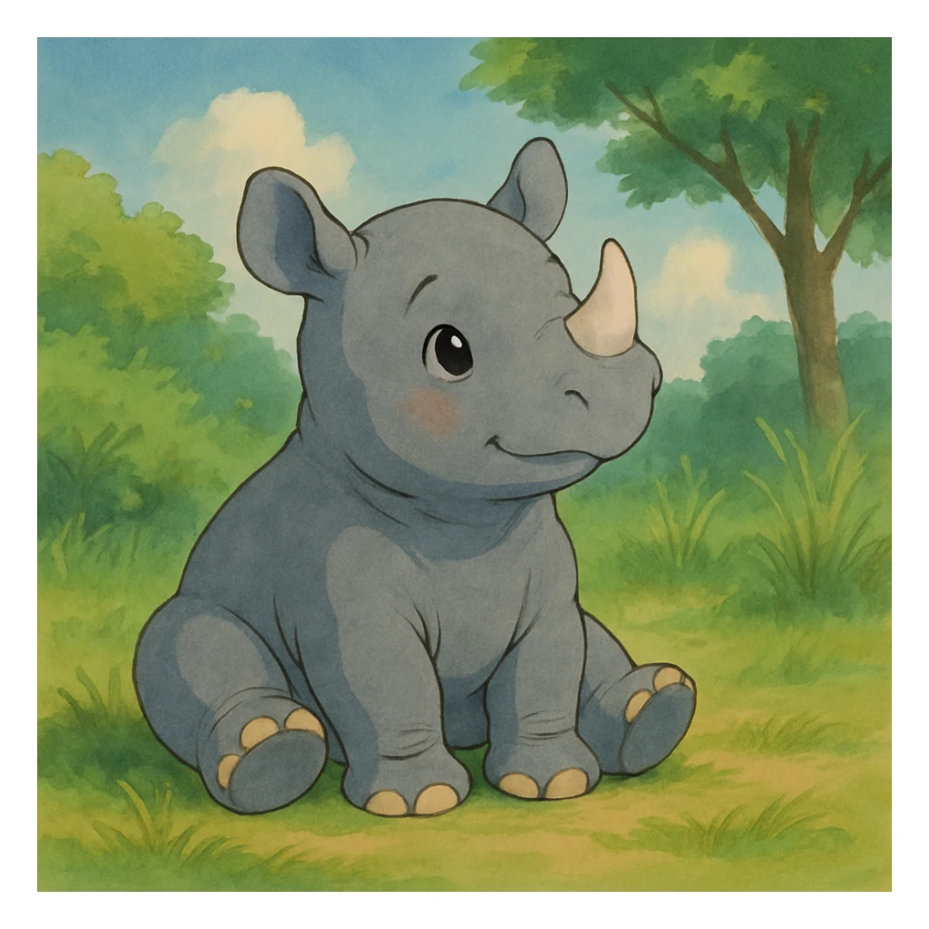 gray baby rhino sticker