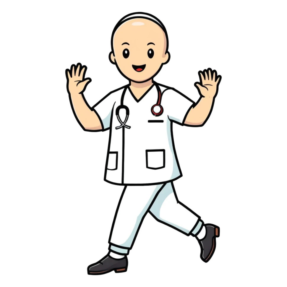 Male bald nurse dancing  sticker