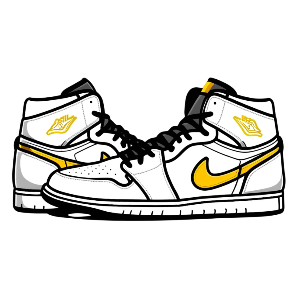 Jordan 1 sneaker, all black with a metallic gold swoosh sticker