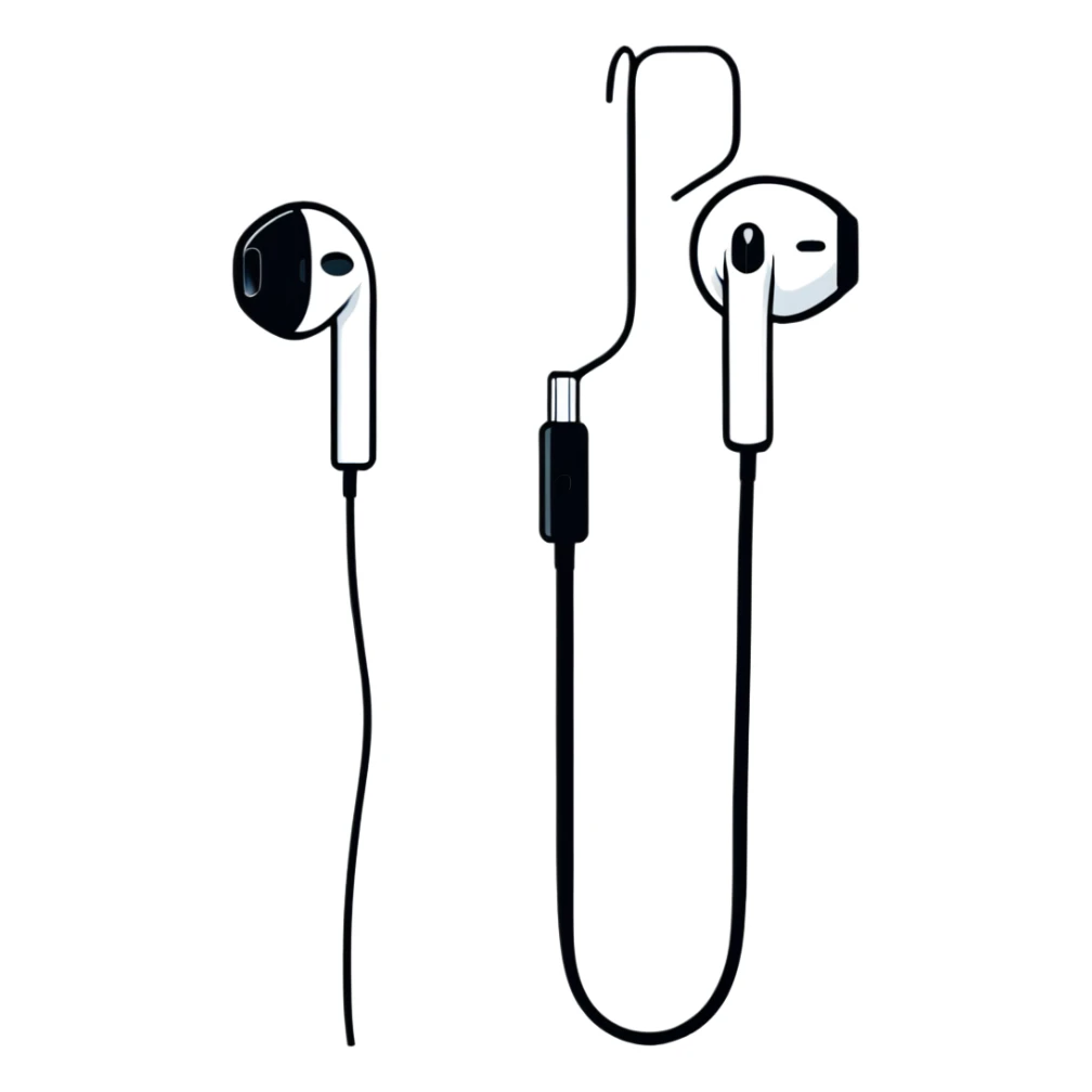 White Apple EarPods with cord and microphone sticker