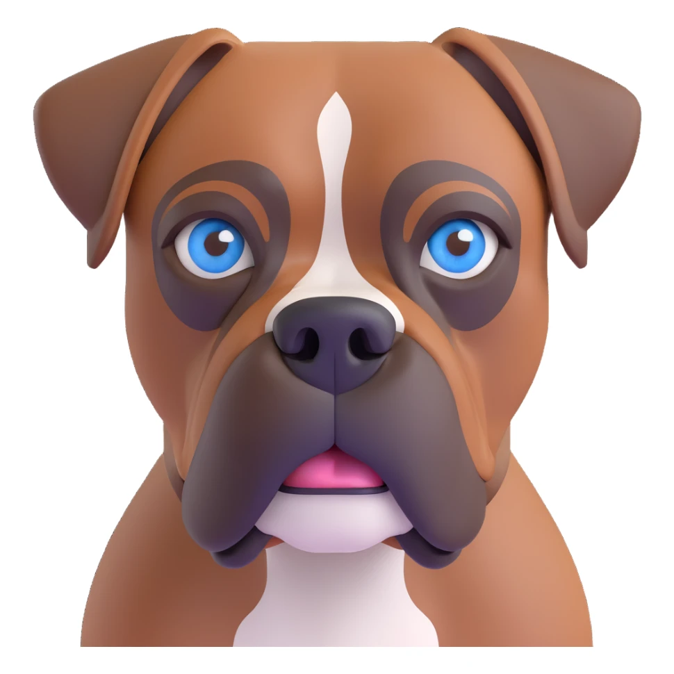 brown boxer dog, blue eye, headshot, alert and happy sticker
