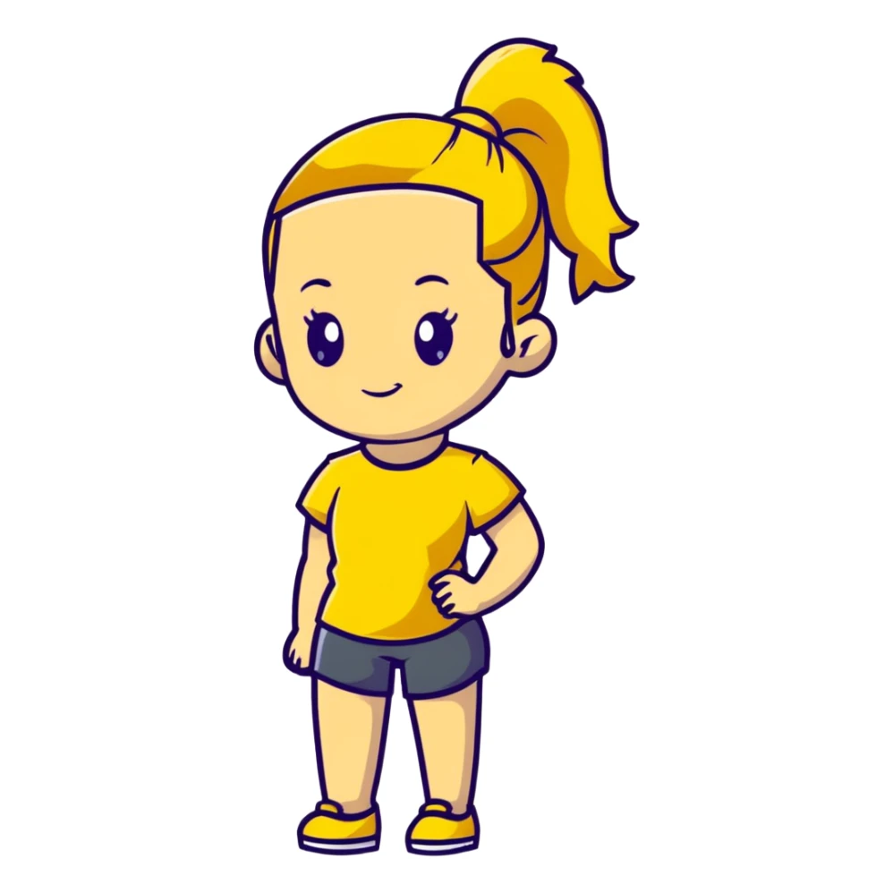 girl avatar with ponytail and yellow t-shirt sticker