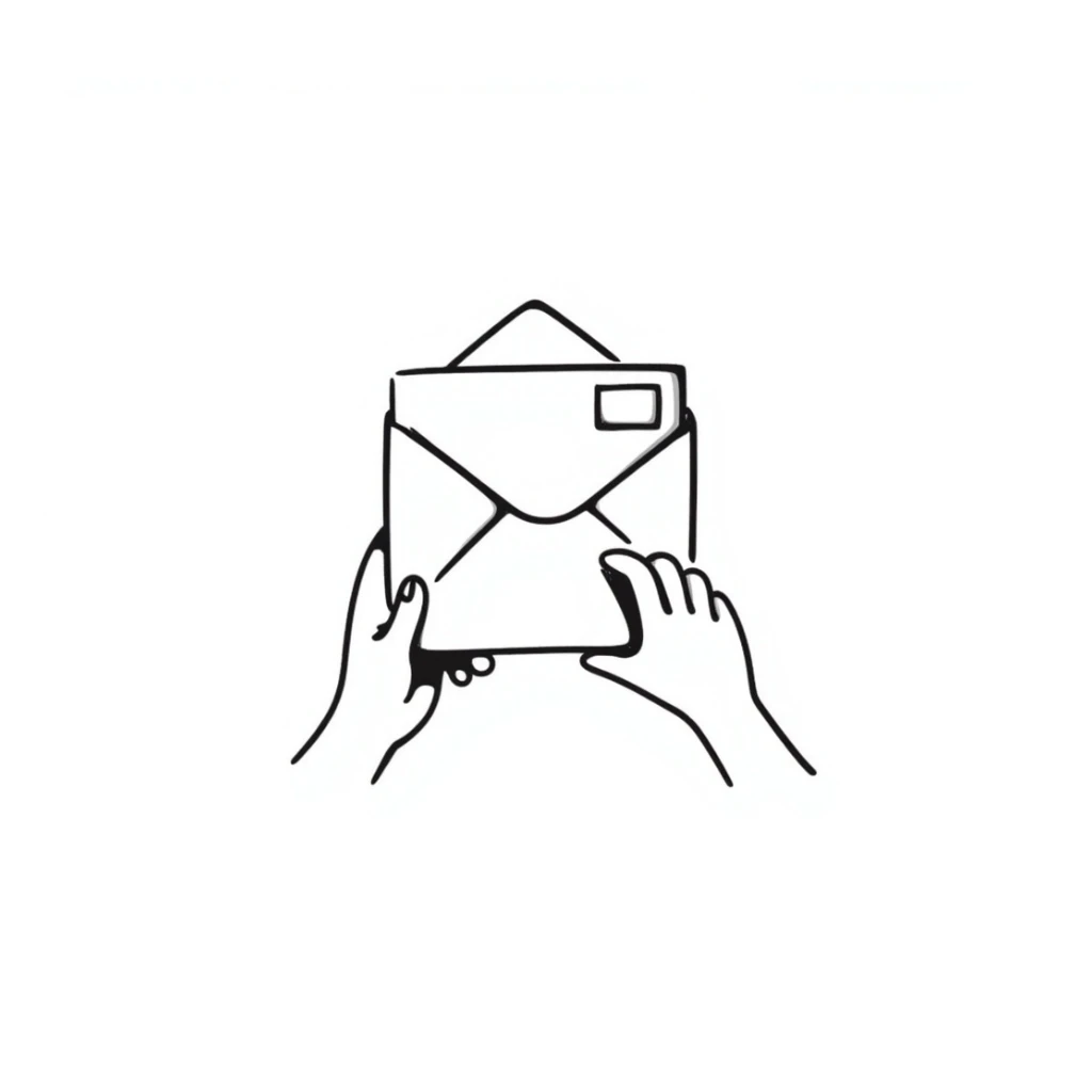 a letter being placed inside an envelope, hand-drawn doodle style sticker
