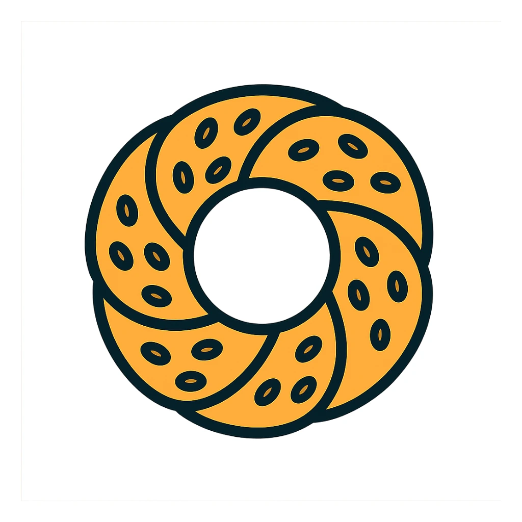 a simit, the Turkish sesame bagel, minimal flat icon style sticker