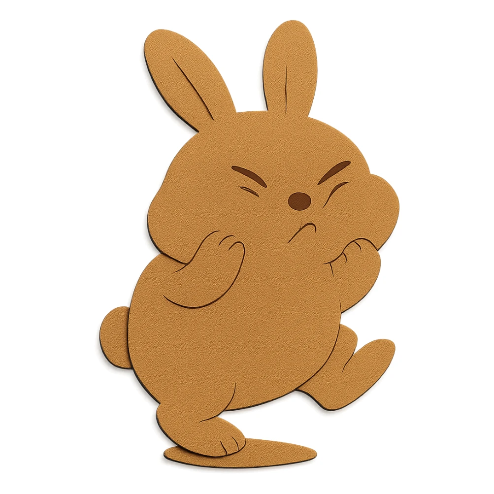 Edit the bunny so both ears have the same characteristic (matching shape, size, and angle), keep the rest unchanged, paper-craft style sticker