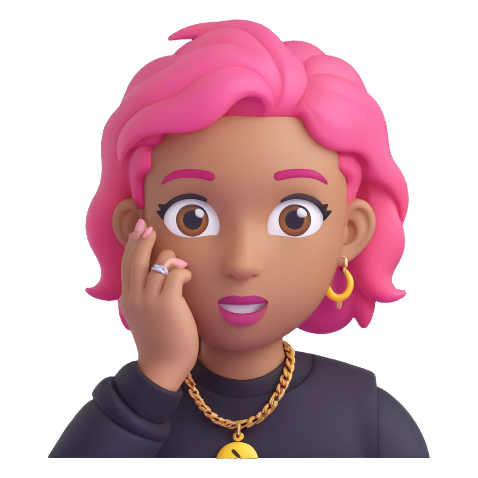 SoFaygo inspired emoji with pink hair, stylish rapper, confident expression sticker