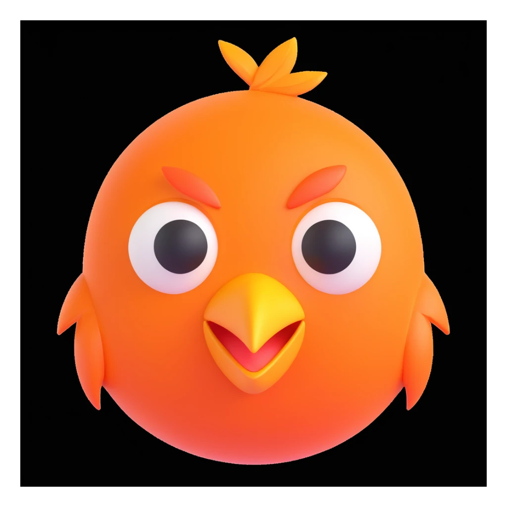 orange face of a bird sticker