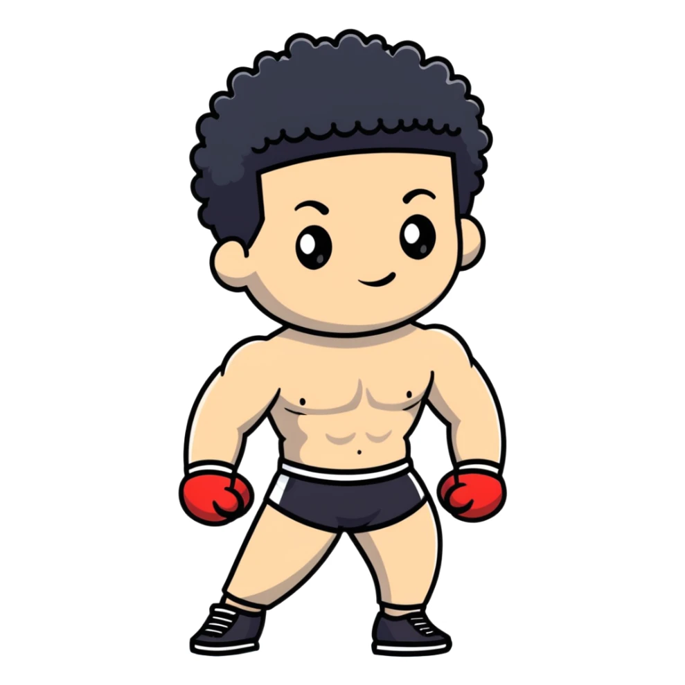 shirtless male athlete with white skin and curly black hair sticker
