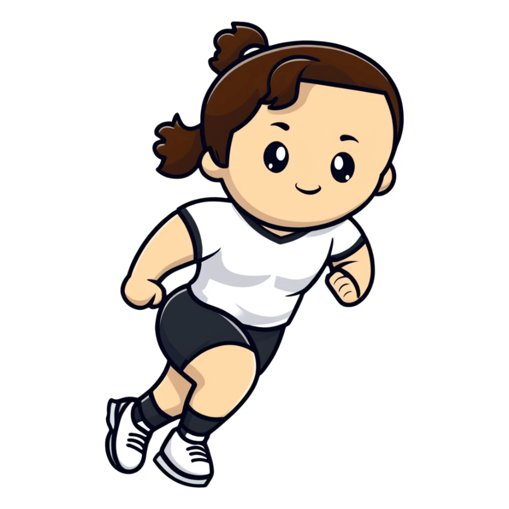 athlete with white skin and curvy brown hair sticker
