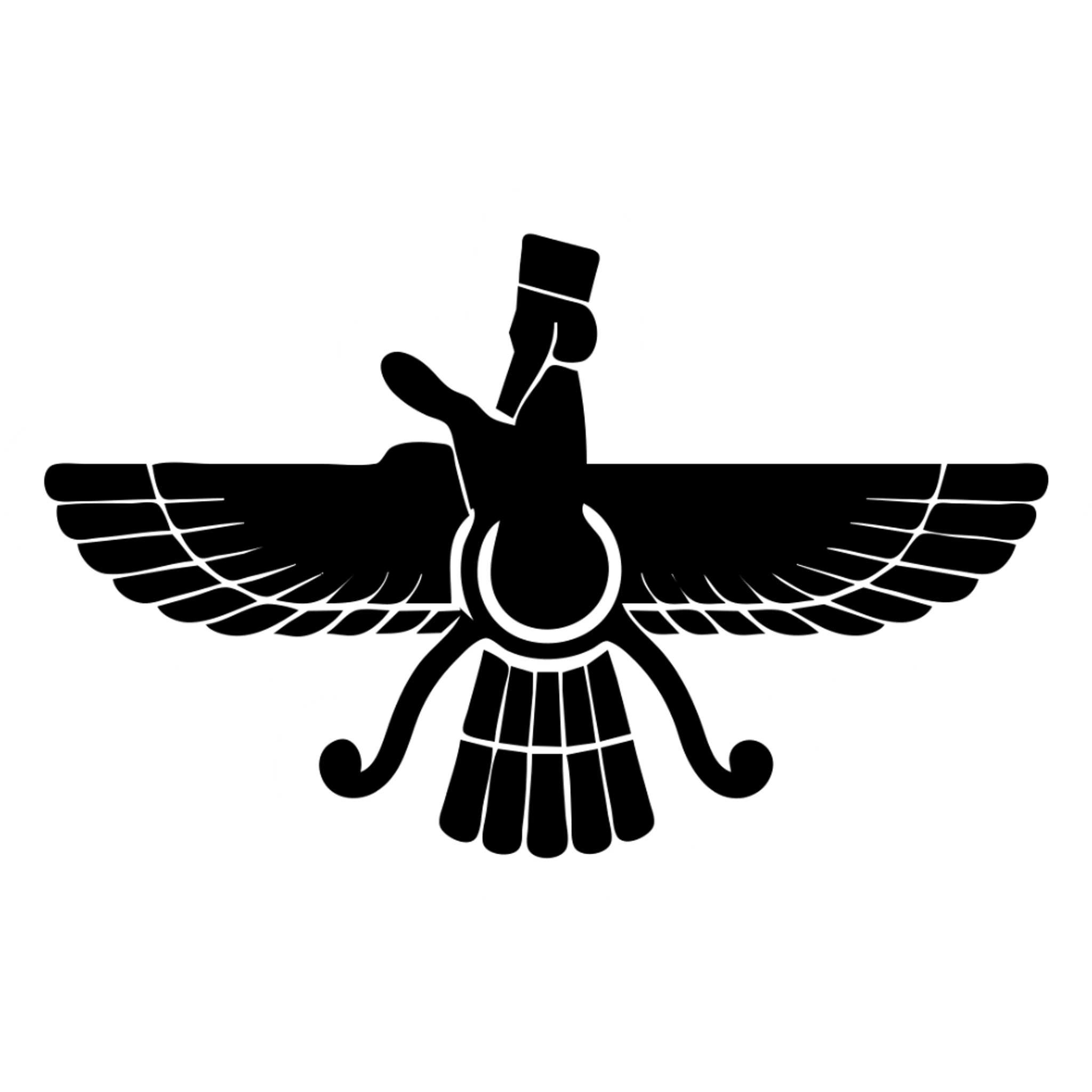 Cyrus the Great foruhar symbol, solid filled icon, strong silhouette, no color, suitable for logo sticker