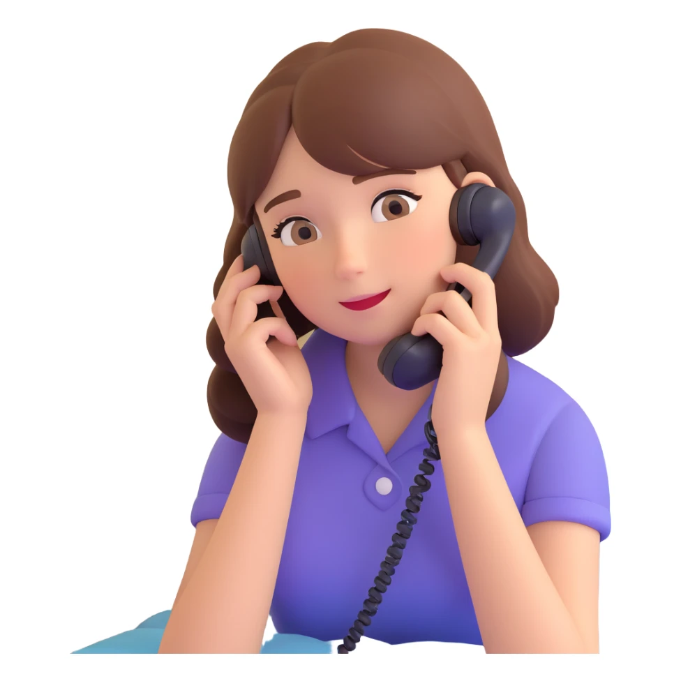 girl talking on phone bedroom background, close up pose sticker