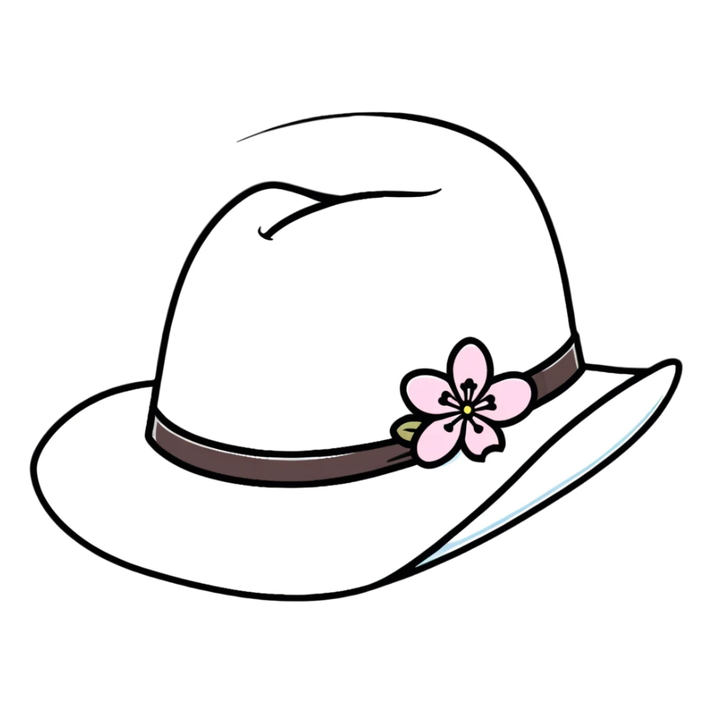 White cowgirl hat with pink cherry blossoms sticker
