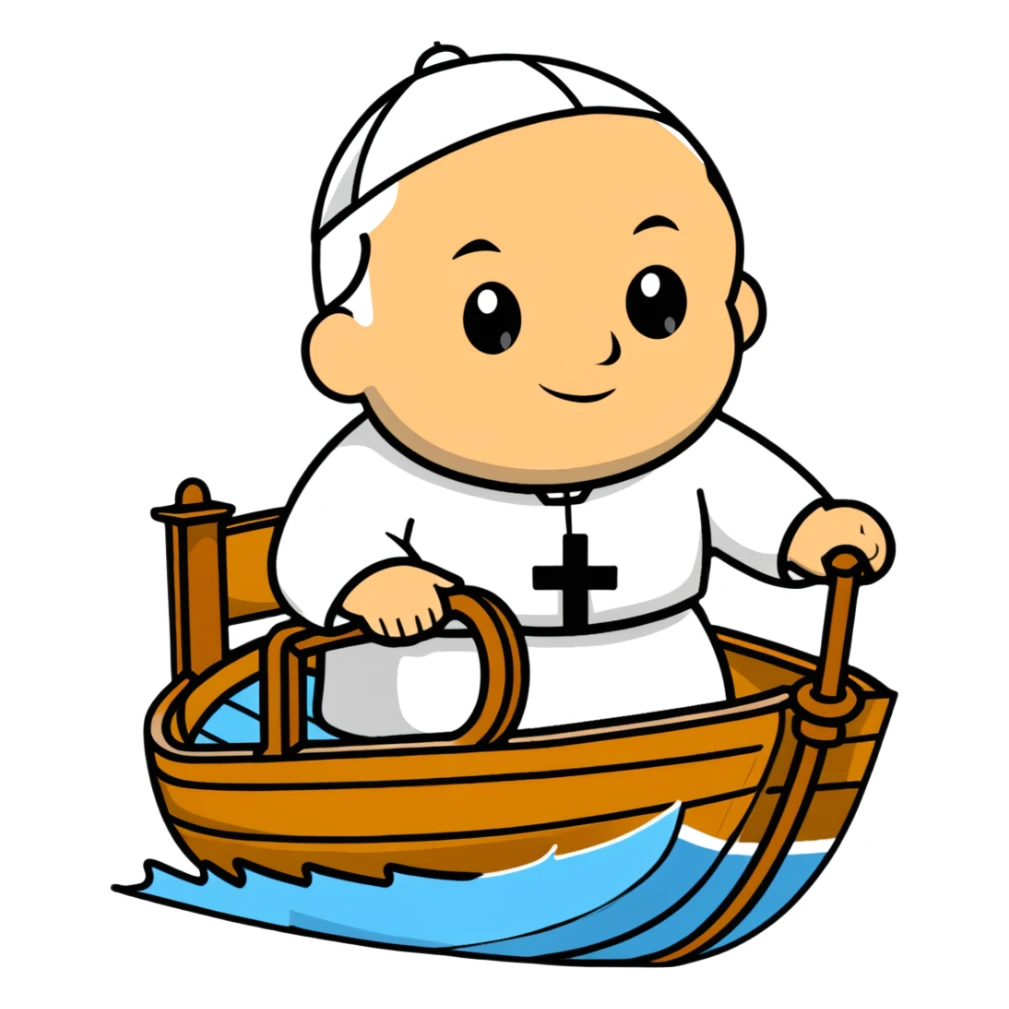 Pope John Paul II riding on a boat sticker