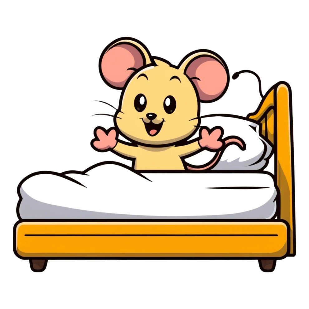 Jerry mouse jumping out of bed with a shocked face sticker