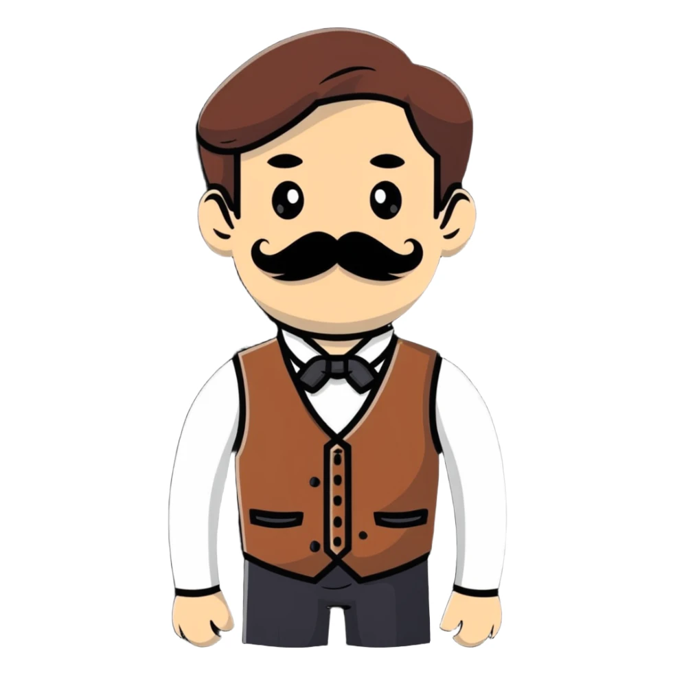 The neighbor character from Hello Neighbor game with mustache and vest sticker