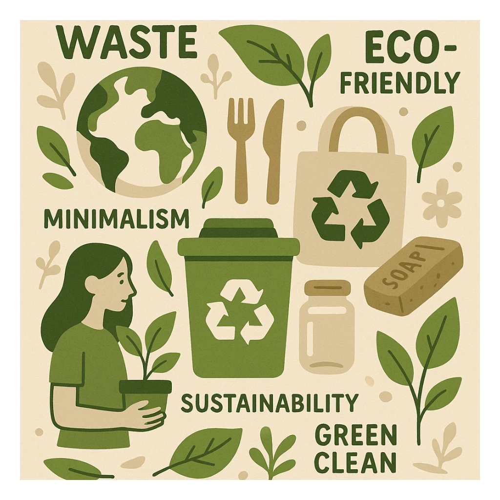zero waste, eco-friendly, recycling, minimalism, sustainability, green and clean environment sticker
