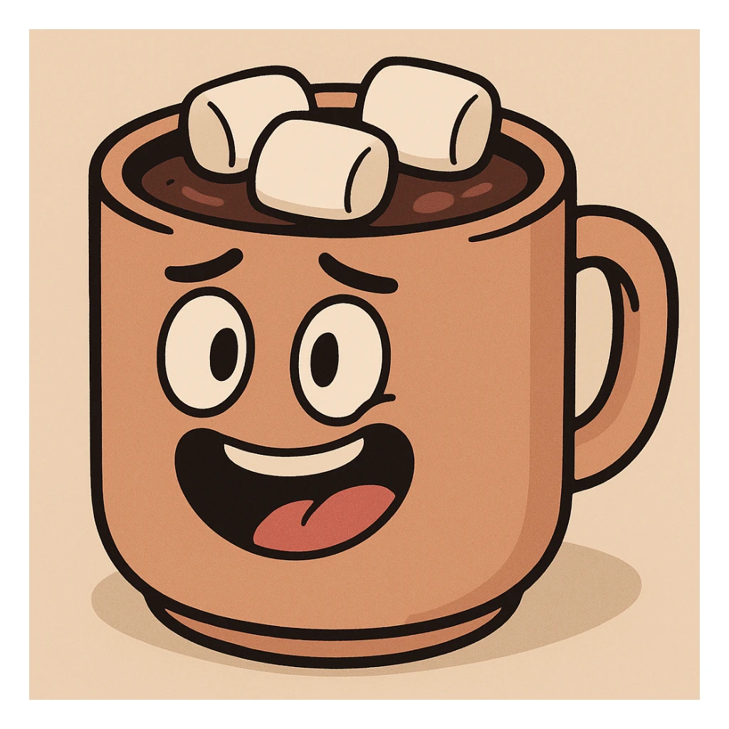 A hot chocolate mug with marshmallows sticker