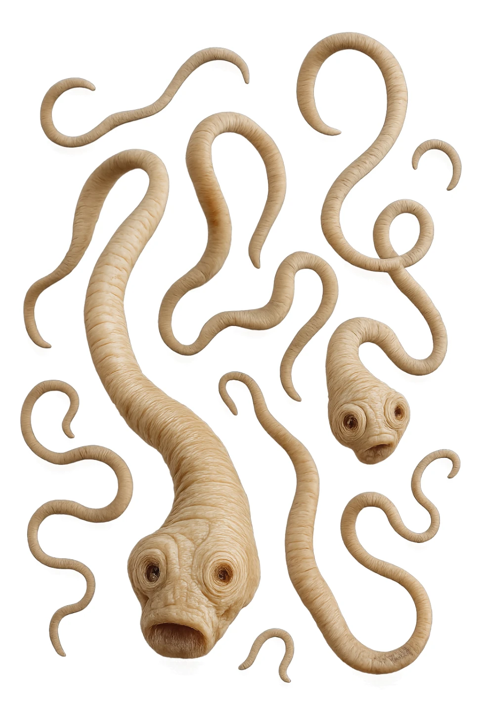 PARASSITI COME LA TENIA FLUTTUANO IN ARIA, iperrealistico 4k sticker