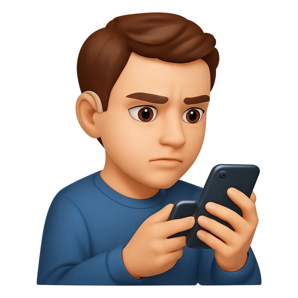 young man with hearing aid in this style sticker