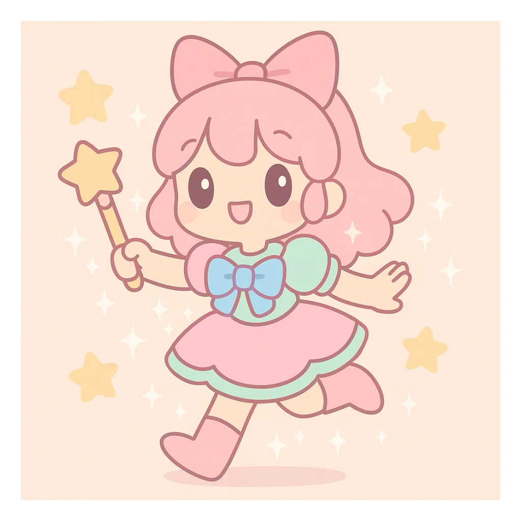 anime style magical girl with sparkling effects, dynamic pose sticker