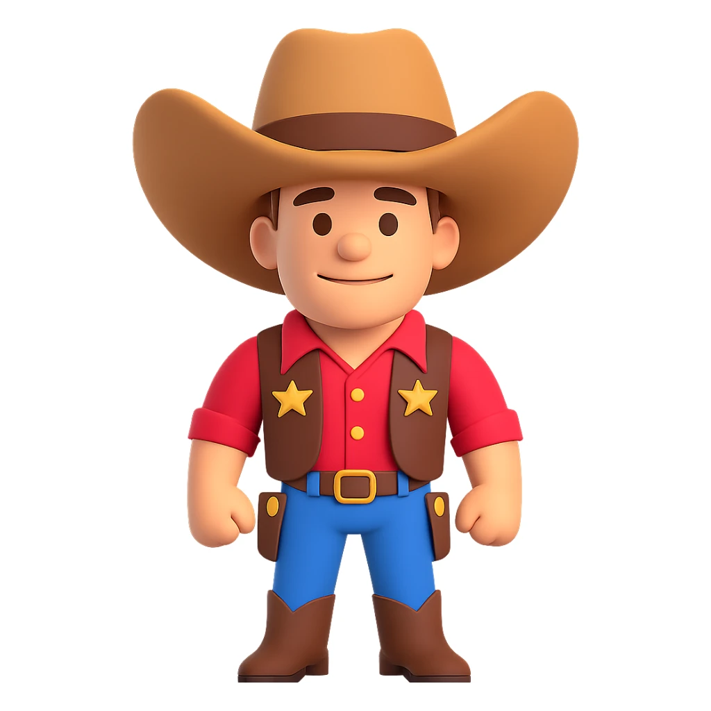 Make the cowboy hat even bigger on John Cena in the style of microsoft style 3d fluent emojis, keep the 3D emoji style look. sticker