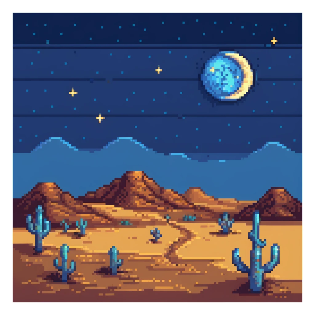 desert night with stars and moon sticker