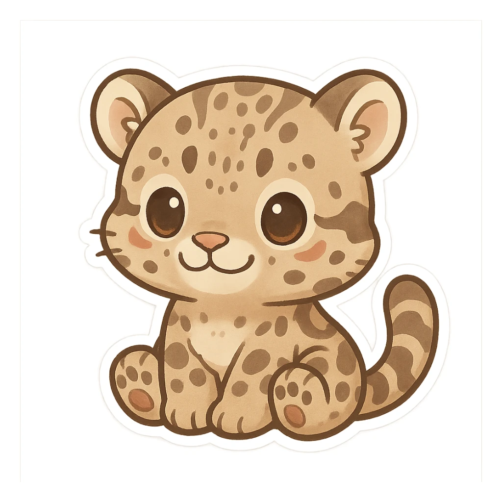 clouded leopard baby sticker