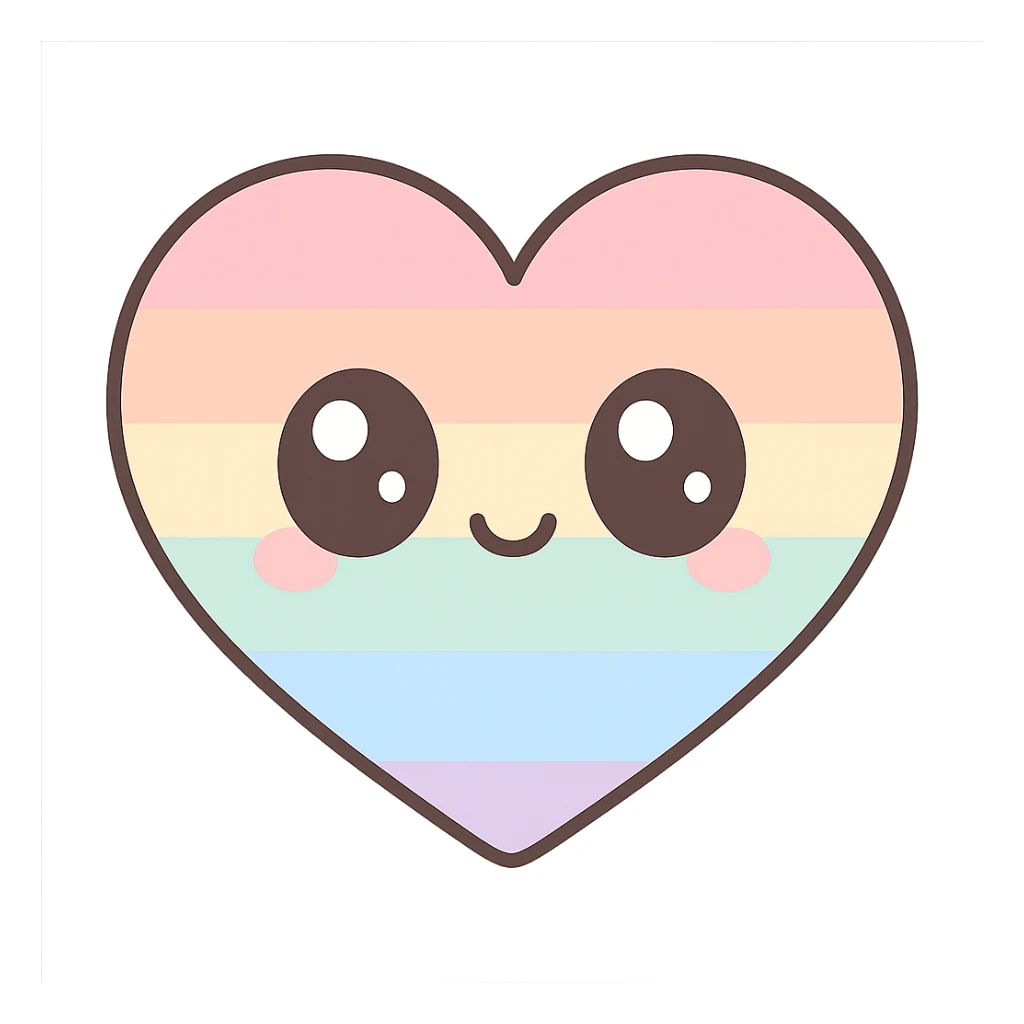 rainbow pride heart, kawaii style, no text sticker