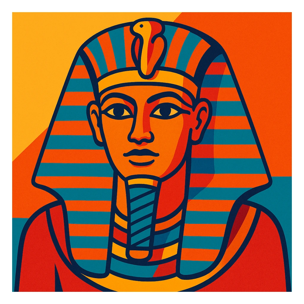 Egyptian pharaoh with headdress and false beard, vibrant and colorful style sticker