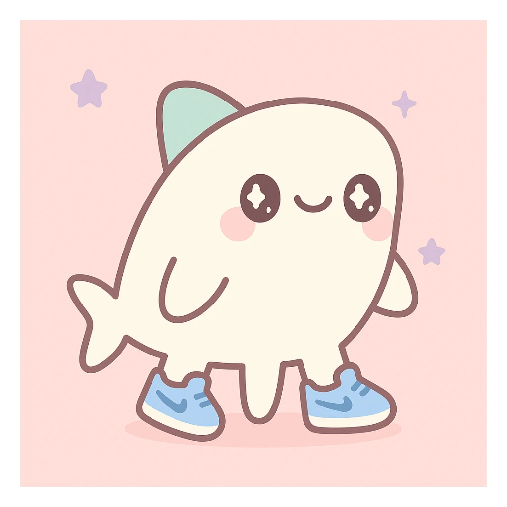 Tralalero Tralala, an Italian Brainrot character: a great white shark with three legs, wearing blue Nike shoes, kawaii style sticker