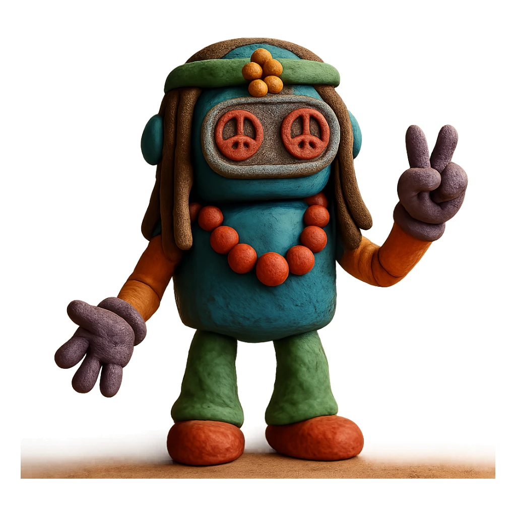 hippie robot sticker