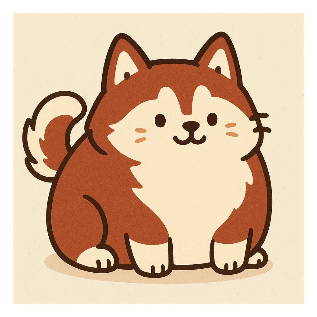 pusheen-style chonky red siberian husky sticker