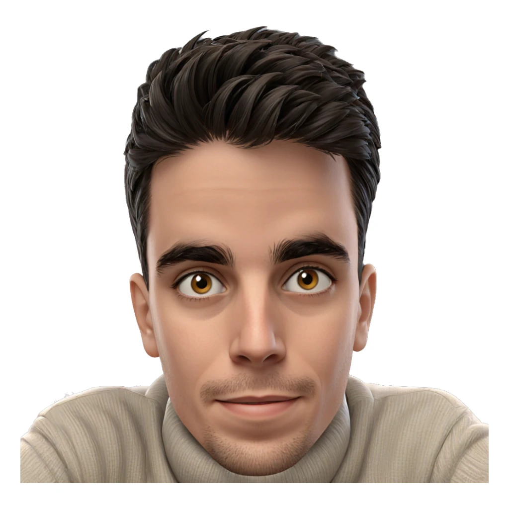 smiling boy in turtleneck sweater sticker