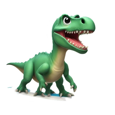 Surfing dinosaur with sunglasses ￼ sticker