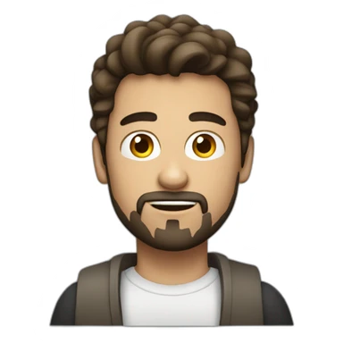 Young Brunette Man with goatee and slick hair using macbook sticker