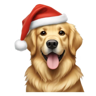 golden retriever w christmas hat sticker