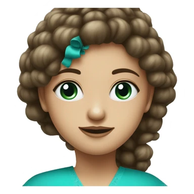 bal avec une fille blanche en robe bleu turquoise yeux vert et cheveux lisse châtain foncé long  sticker