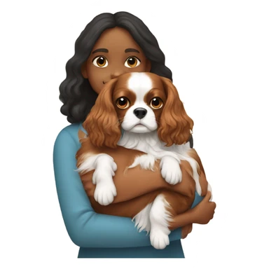 King Charles cavalier being held by a girl sticker