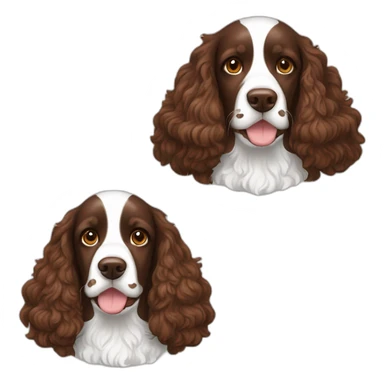 Lagy with brown curly hair is hugging brown old English springer spaniel sticker