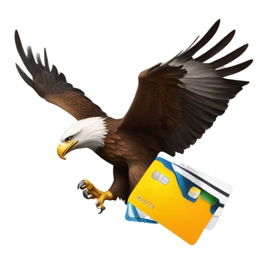 Eagle flying with a credit card in its claws  sticker
