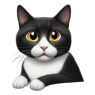 Black and white cat in a Tesla sticker
