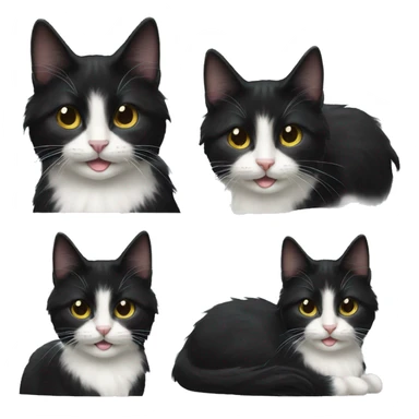 long haired tuxedo cat smiling sticker