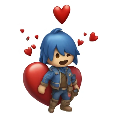 Corazón rojo abrazando corazón azul sticker