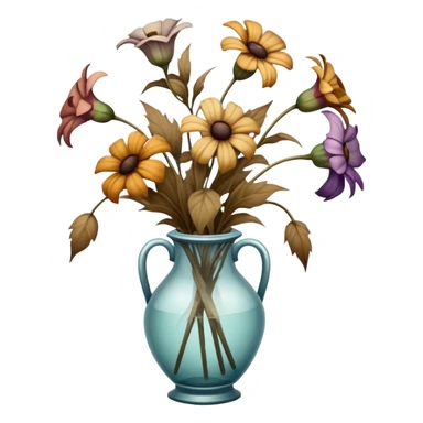dead wilted flowers hanging in a vase sticker