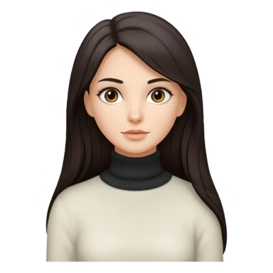 Chica blanca pelo oscuro ojos oscuros muy atractiva y jersey de cuello blanco claro y pelo muy largo sticker