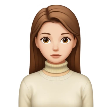 Chica blanca, pelo castaño muy largo recogido, jersey de invierno iniqui de cuello vuelto sticker