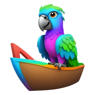 Parrot on a boat with neon colors sticker