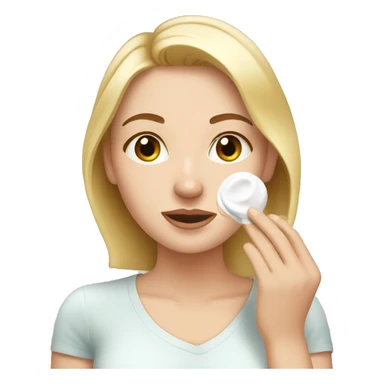 white girl applying cream on face sticker