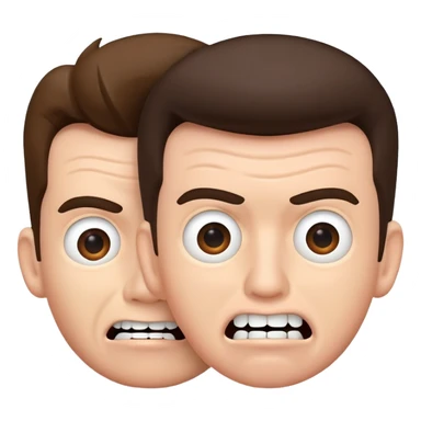 2 Rick Astley heads with kinda worried faces but their upper teeth are sticking out and their faces  sticker